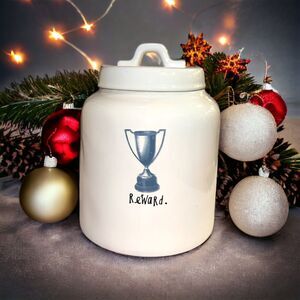 Rae Dunn Large REWARD Pet Treat Canister with Silicone Seal Lid